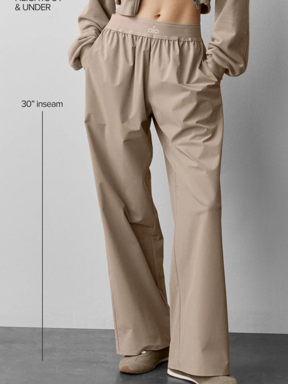ALO Yoga Suit Up Trouser🍷GravelWide Leg Pants-Regular 30”🍒Chic|Everyday Wear